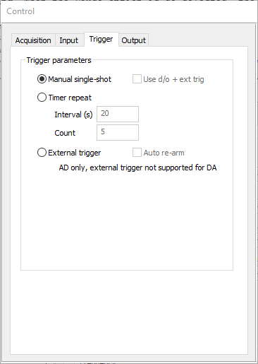 DataTranslation recording Trigger tab